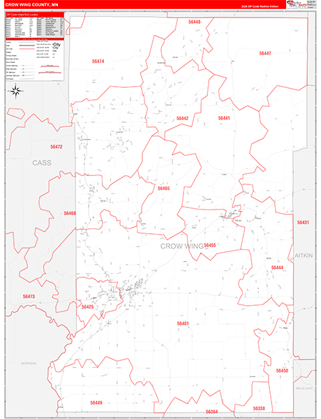 Crow Wing County, MN Zip Code Map